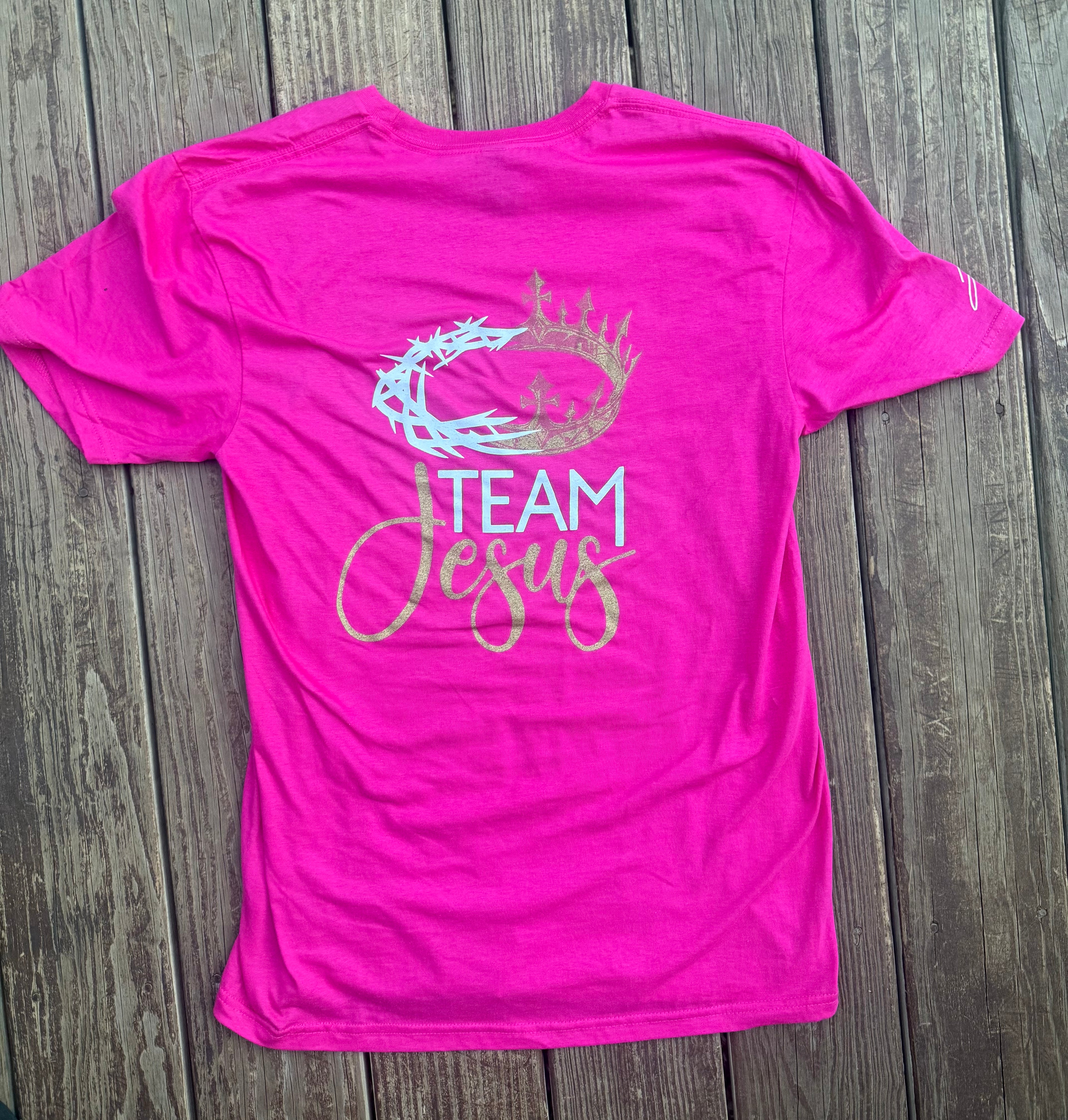 Team Jesus 2 Corinthians 5:7 Pink Shirt