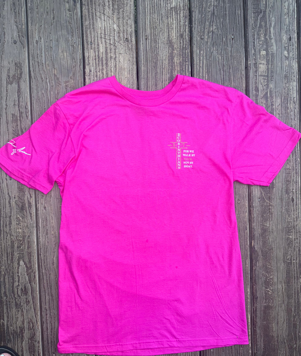 Team Jesus 2 Corinthians 5:7 Pink Shirt
