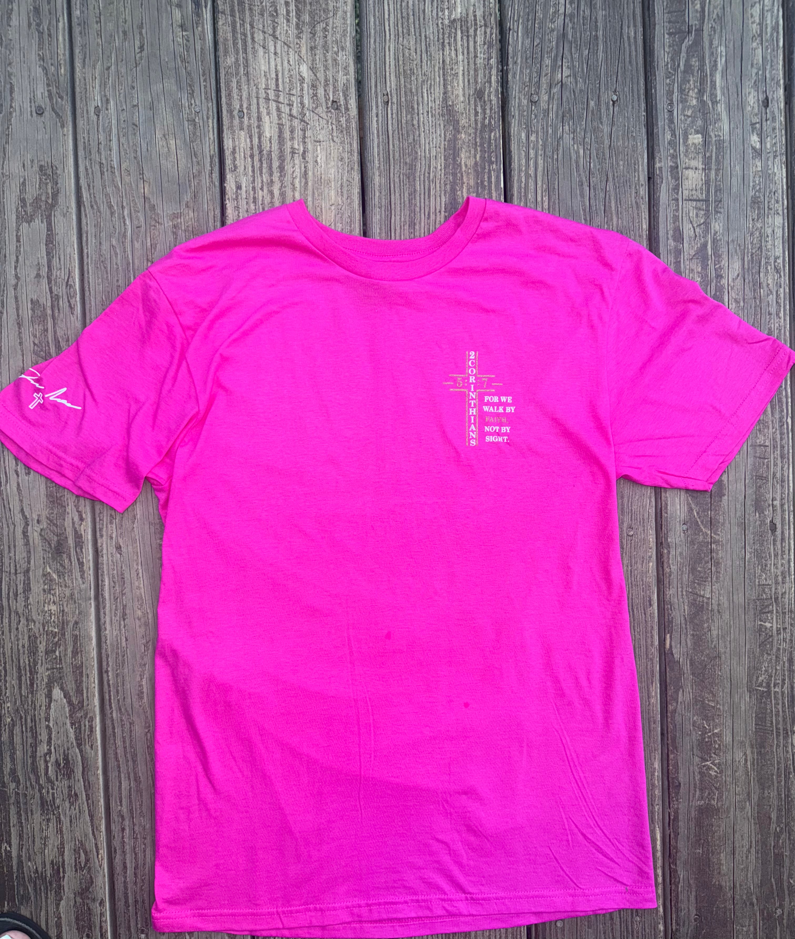 Team Jesus 2 Corinthians 5:7 Pink Shirt