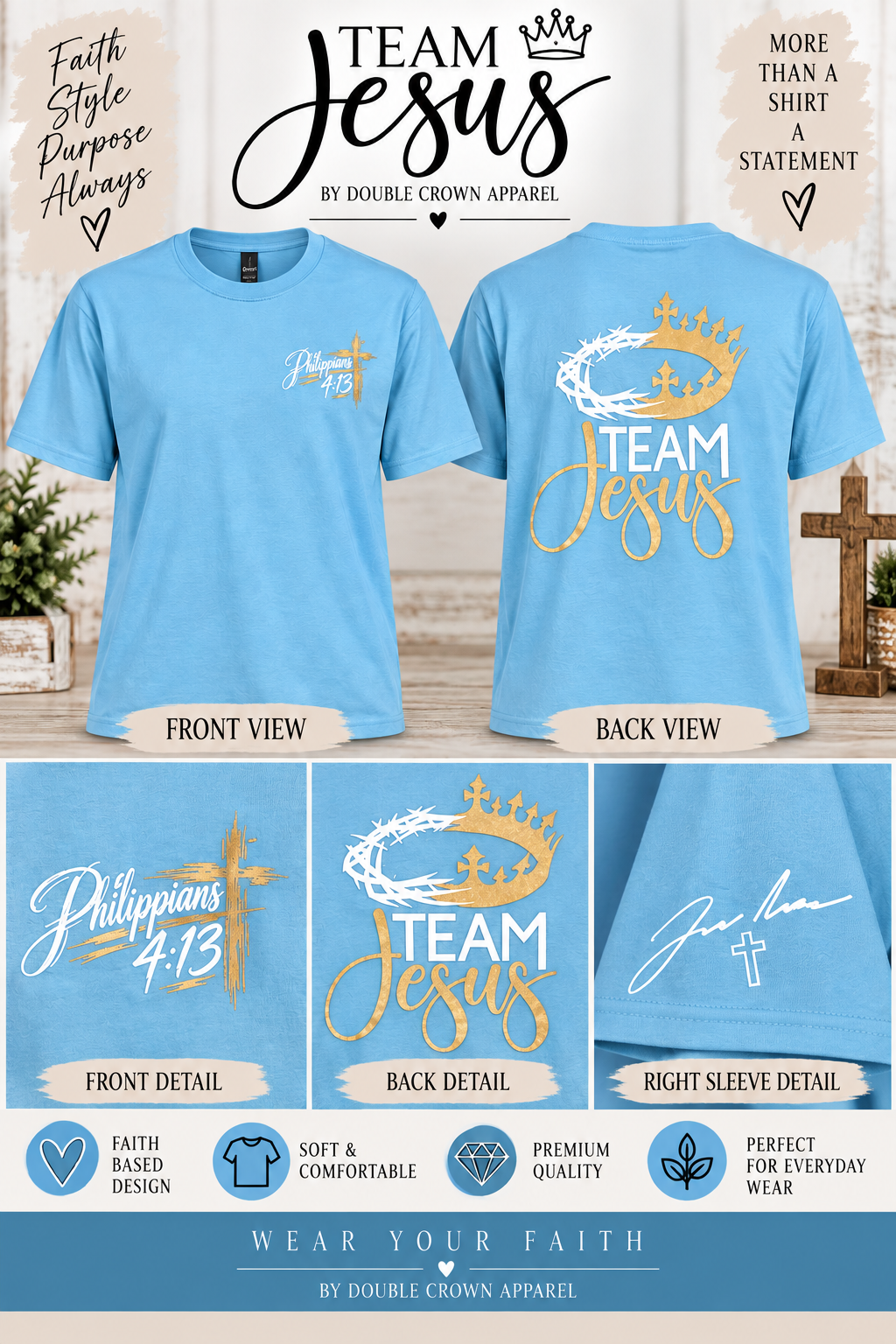 Blue Team Jesus Shirt Phil 4:13