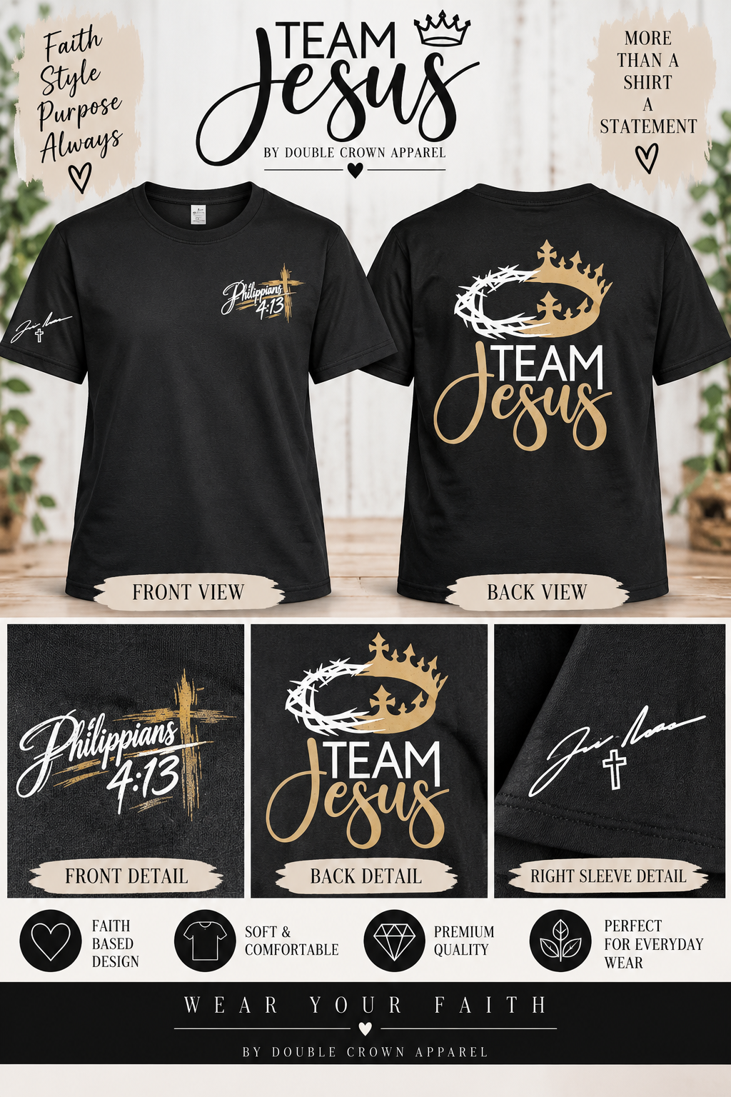 Black Team Jesus Phil 4:13 Shirt